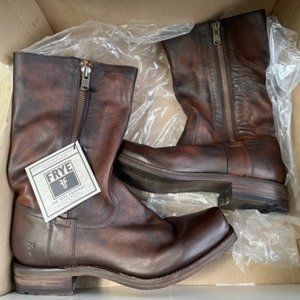 Frye Men's Heath Outside Zip Leather Boots